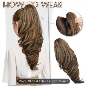 9H95# Brown Blonde Women’s Clip-In Ponytail Extension - 18in